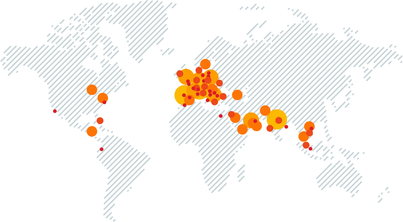 World map with dots